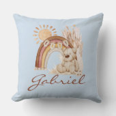 Gepersonaliseerd Baby naam Boho Beer Rainbow Sunsh Kussen (Voorkant)