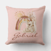 Gepersonaliseerd Baby naam Boho Beer Rainbow Sunsh Kussen (Voorkant)