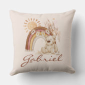 Gepersonaliseerd Baby naam Boho Beer Rainbow Sunsh Kussen (Achterkant)