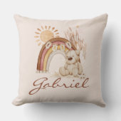 Gepersonaliseerd Baby naam Boho Beer Rainbow Sunsh Kussen (Voorkant)