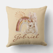 Gepersonaliseerd Baby naam Boho Beer Rainbow Sunsh Kussen (Achterkant)