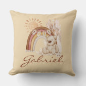 Gepersonaliseerd Baby naam Boho Beer Rainbow Sunsh Kussen (Voorkant)
