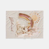 Gepersonaliseerd Baby Naam Boho Teddy Bear Regenbo Fleece Deken (Voorkant (Horizontaal))