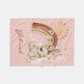 Gepersonaliseerd Baby Naam Boho Teddy Bear Regenbo Fleece Deken (Voorkant (Horizontaal))