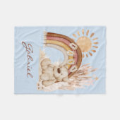 Gepersonaliseerd Baby Naam Boho Teddy Bear Regenbo Fleece Deken (Voorkant (Horizontaal))