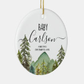 Gepersonaliseerd Baby onthaal Zwangstgebergte Keramisch Ornament (Rechts)