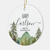 Gepersonaliseerd Baby onthaal Zwangstgebergte Keramisch Ornament (Links)