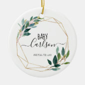 Gepersonaliseerd Baby onthullen Zwangerschap Griek Keramisch Ornament (Voorkant)