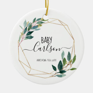 Gepersonaliseerd Baby onthullen Zwangerschap Griek Keramisch Ornament