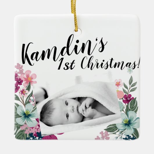 Gepersonaliseerd Baby Ornament Tropische Bloemen o (Voorkant)