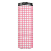 Gepersonaliseerd Baby roze monogram Gingham Thermosbeker (Achterkant)