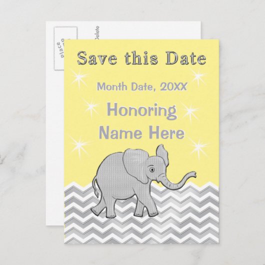 Gepersonaliseerd Baby shower Bewaar de datum Aankondigingskaart (Voorkant / Achterkant)