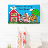 Gepersonaliseerd Baby shower Boerderij Dier Thema Spandoek (Insitu)