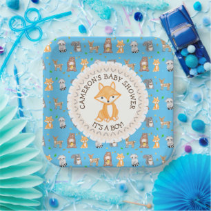 Gepersonaliseerd Baby shower Borden Woodland ThMED Papieren Bordje