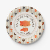Gepersonaliseerd Baby shower Borden Woodland ThMED Papieren Bordje (Voorkant)
