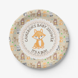 Gepersonaliseerd Baby shower Borden Woodland ThMED Papieren Bordje