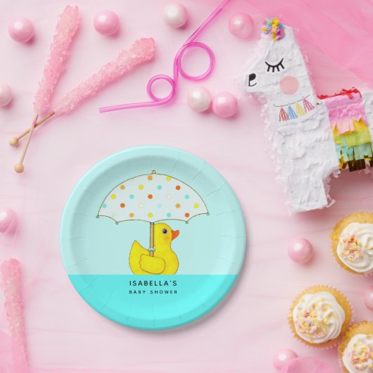 Gepersonaliseerd Baby shower dat met Umbrella bekn Papieren Bordje (Feest)
