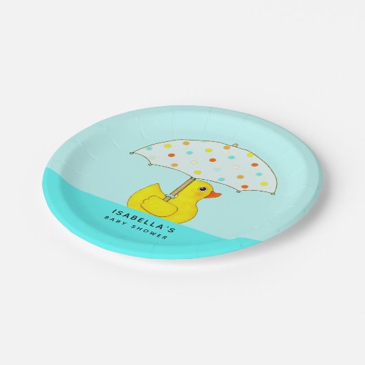 Gepersonaliseerd Baby shower dat met Umbrella bekn Papieren Bordje (Gekanteld)