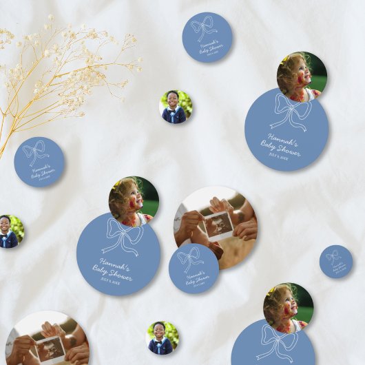 Gepersonaliseerd Baby shower Foto Confetti Blue Bo