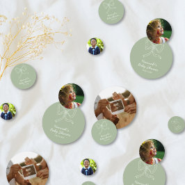 Gepersonaliseerd Baby shower Foto Confetti Sage Gr