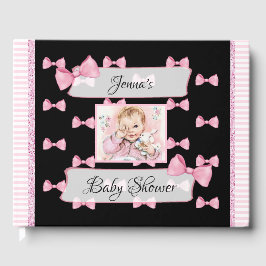 Gepersonaliseerd Baby shower Gastboek Roze Zwart Gastenboek