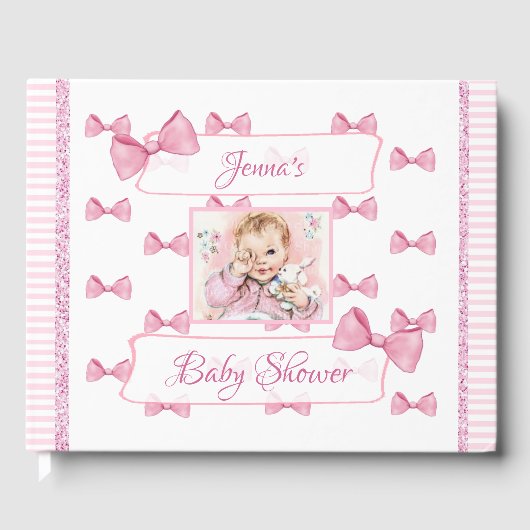 Gepersonaliseerd Baby shower Guest Book roze Gastenboek (Voorkant)