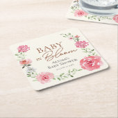 Gepersonaliseerd Baby shower gunst Baby in bloei Kartonnen Onderzetters (Schuin)