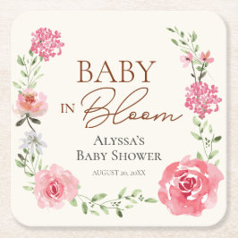 Gepersonaliseerd Baby shower gunst Baby in bloei Kartonnen Onderzetters