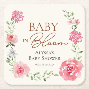 Gepersonaliseerd Baby shower gunst Baby in bloei Kartonnen Onderzetters