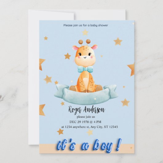 GEPERSONALISEERD BABY SHOWER KAART (Voorkant)