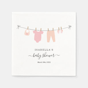 Gepersonaliseerd Baby shower meisje roze en koraal Servet