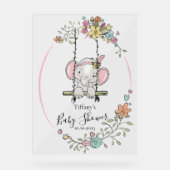 Gepersonaliseerd Baby shower met Schattigee olifan Acryl Bord (Voorkant)