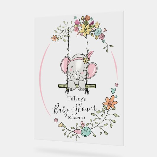 Gepersonaliseerd Baby shower met Schattigee olifan Acryl Bord (Hoek)