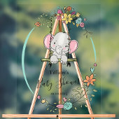 Gepersonaliseerd Baby shower met Schattigee olifan Acryl Bord