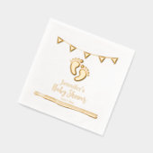 Gepersonaliseerd Baby shower met voetafdrukken Folie Servetten (Links)