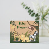 Gepersonaliseerd Baby shower nodigt, Oerwoud diere Kaart (Staand voorkant)