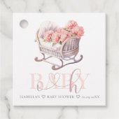 Gepersonaliseerd Baby shower pastel Baby Basket Bedankjes Labels (Voorkant)
