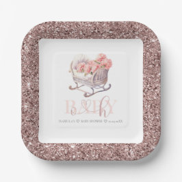 Gepersonaliseerd Baby shower pastel Baby Basket Papieren Bordje