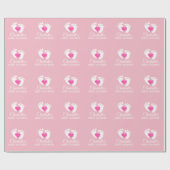 Gepersonaliseerd BABY SHOWER roze voetje hartritme Cadeaupapier (Vlak)