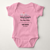Gepersonaliseerd Baby shower Schattigeste Hallo Ro Romper (Voorkant)