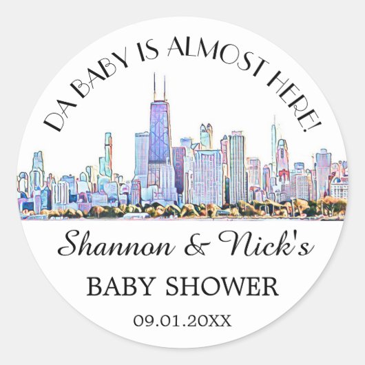 Gepersonaliseerd Baby shower van de Veldlijn van C Ronde Sticker (Voorkant)