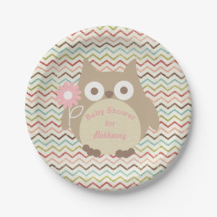 Gepersonaliseerd Baby shower van Owl Colorful Chev Papieren Bordje