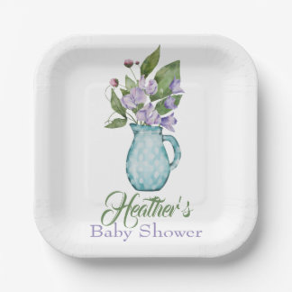 Gepersonaliseerd Baby shower van Paarse zonnetjes Papieren Bordje