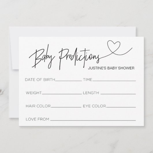 Gepersonaliseerd Baby shower Voorspelling Kaart Ga (Voorkant)