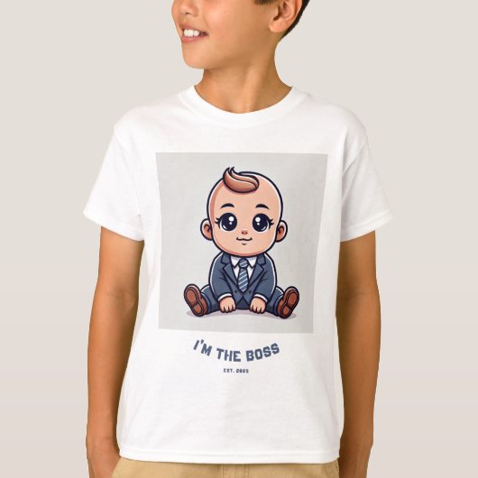 Gepersonaliseerd Baby T-shirt - "Ik ben de baas" (Voorkant)