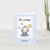 Gepersonaliseerd babyjongen wensen, geboorte, gefe kaart (Voorkant)