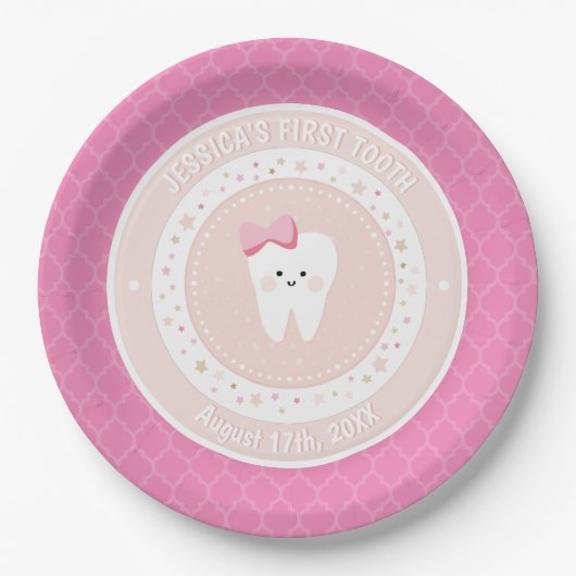 Gepersonaliseerd babymeisje Bord roze papier (Voorkant)