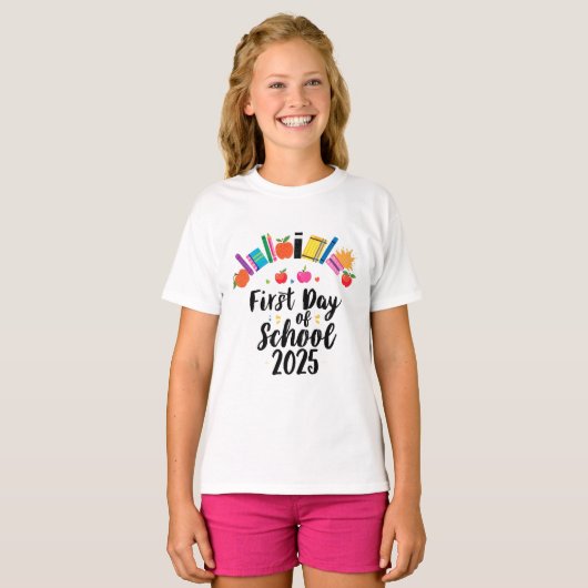 Gepersonaliseerd Back-to-School Kind - 2025 Eerste T-shirt (Voorkant volledig)