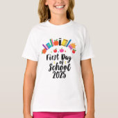 Gepersonaliseerd Back-to-School Kind - 2025 Eerste T-shirt (Voorkant)
