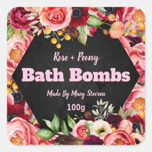 Gepersonaliseerd badbometiket vierkante sticker